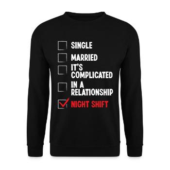 Factory Worker Night Shift Production Funny - Unisex Pullover - Schwarz - Vorne - Alina (178cm) & Michal (187cm)