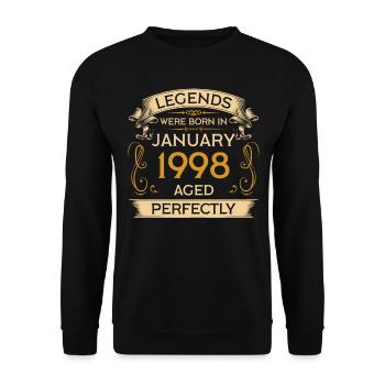 Les légendes d’anniversaire sont nées en janvier 1998 - Sweat-shirt Unisexe - noir - Devant - Alina (178cm) & Michal (187cm)