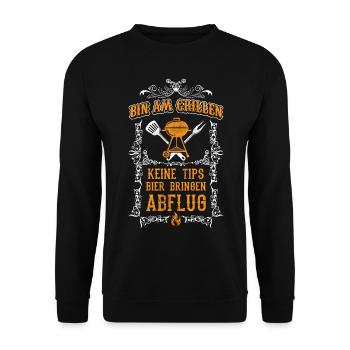 Grillmeister Grillen Grill Spruch Sprüche Geschenk - Unisex Pullover - Schwarz - Vorne - Alina (178cm) & Michal (187cm)