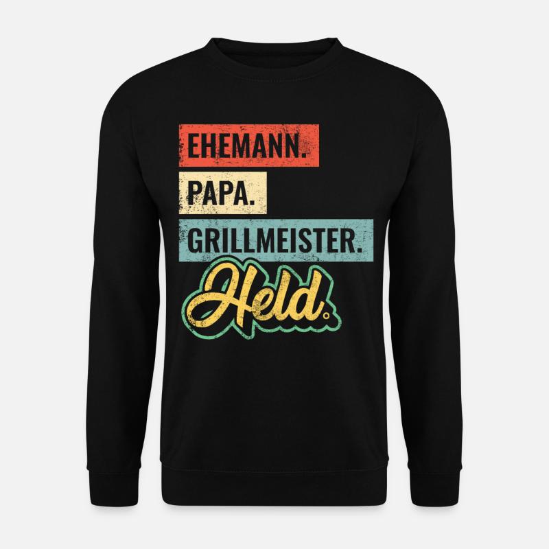 Grillmeister Vater Vatertag Geschenk Retro - Unisex Pullover - Schwarz