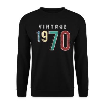 Vintage 1970 Birthday Born year 1970 - Unisex Sweatshirt - black - Front - Alina (178cm) & Michal (187cm)
