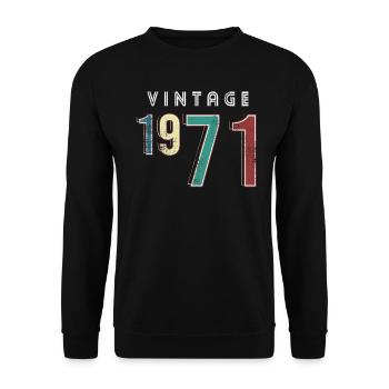 Vintage 1971 Geburtstag Jahrgang Geburtsjahr 1971 - Unisex Pullover - Schwarz - Vorne - Alina (178cm) & Michal (187cm)