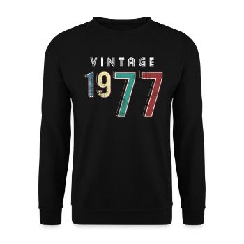 Vintage 1977 Anniversaire Né année 1977 - Sweat-shirt Unisexe - noir - Devant - Alina (178cm) & Michal (187cm)