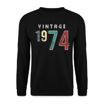 Vintage 1974 Birthday Born in 1974 - Unisex Sweatshirt - black - Front - Alina (178cm) & Michal (187cm)