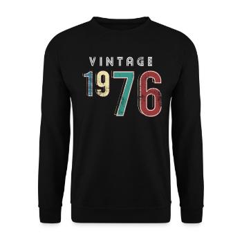 Millésime 1976 Anniversaire Né année 1976 - Sweat-shirt Unisexe - noir - Devant - Alina (178cm) & Michal (187cm)