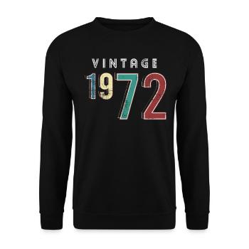 Vintage 1972 Anniversaire Né année 1972 - Sweat-shirt Unisexe - noir - Devant - Alina (178cm) & Michal (187cm)
