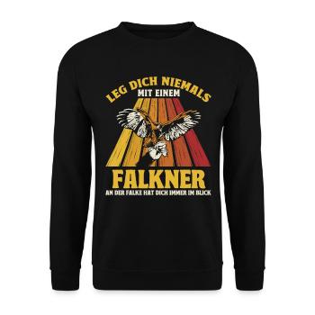 Greifvogel Beizjagd Spruch Falkner Vogelfreunde - Unisex Pullover - Schwarz - Vorne - Alina (178cm) & Michal (187cm)