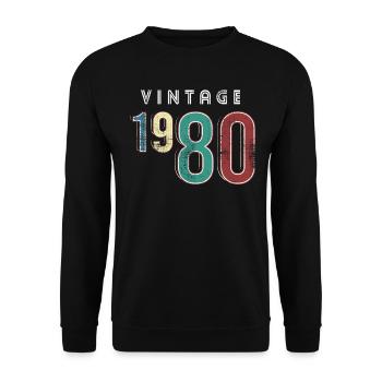 Vintage 1980 Birthday Born year 1980 - Unisex Sweatshirt - black - Front - Alina (178cm) & Michal (187cm)