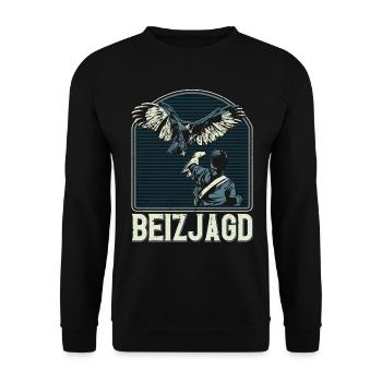 Greifvogel Beizjagd Spruch Falkner Vogelfreunde - Unisex Pullover - Schwarz - Vorne - Alina (178cm) & Michal (187cm)