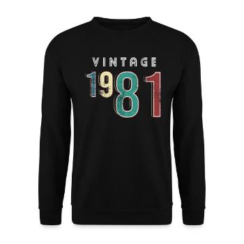 Millésime 1981 Anniversaire Né année 1981 - Sweat-shirt Unisexe - noir - Devant - Alina (178cm) & Michal (187cm)