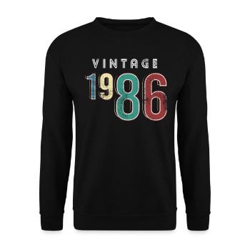 Millésime 1986 Anniversaire Année née 1986 - Sweat-shirt Unisexe - noir - Devant - Alina (178cm) & Michal (187cm)