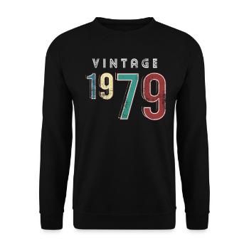 Vintage 1979 Geburtstag Jahrgang Geburtsjahr 1979 - Unisex Pullover - Schwarz - Vorne - Alina (178cm) & Michal (187cm)