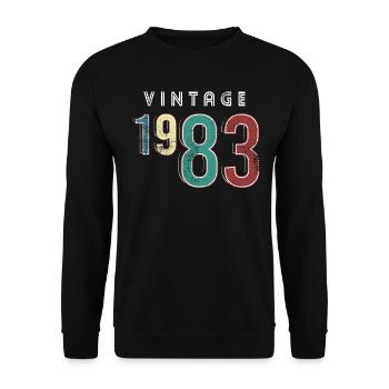 Vintage 1983 Geburtstag Jahrgang Geburtsjahr 1983 - Unisex Pullover - Schwarz - Vorne - Alina (178cm) & Michal (187cm)