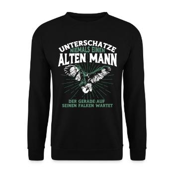 Greifvogel Beizjagd Spruch Falkner Vogelfreunde - Unisex Pullover - Schwarz - Vorne - Alina (178cm) & Michal (187cm)
