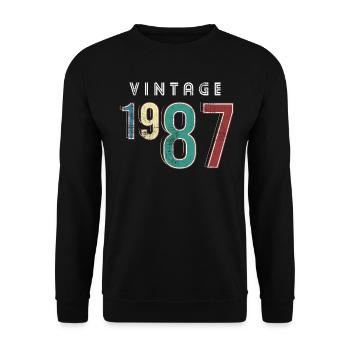 Vintage 1987 Birthday Born year 1987 - Unisex Sweatshirt - black - Front - Alina (178cm) & Michal (187cm)
