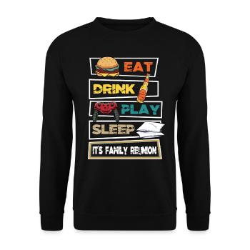 Manger Boire Jouer Dormir Son heure de réunion de famille - Sweat-shirt Unisexe - noir - Devant - Alina (178cm) & Michal (187cm)