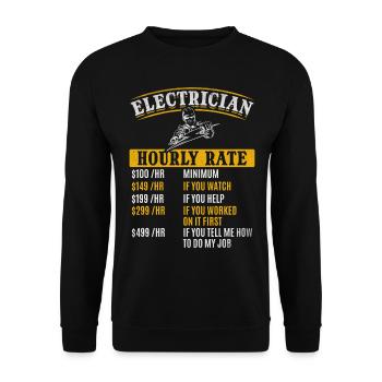 Stundensatz für Elektroingenieur Elektriker - - Unisex Pullover - Schwarz - Vorne - Alina (178cm) & Michal (187cm)