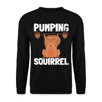 Bodybuilding Squirrel Lifting Squirrel - Unisex Sweatshirt - black - Front - Alina (178cm) & Michal (187cm)