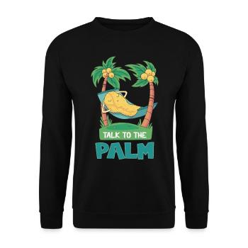 Monkey in the Hammock - Talk To The Palm - Unisex Sweatshirt - black - Front - Alina (178cm) & Michal (187cm)