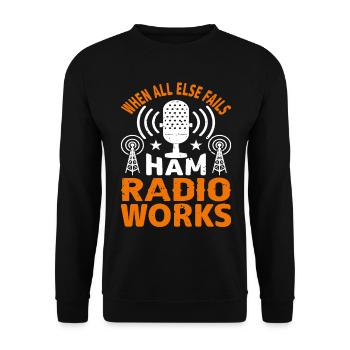 Funk Amateur Funker Funken Radio Hobby Geschenk - Unisex Pullover - Schwarz - Vorne - Alina (178cm) & Michal (187cm)