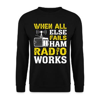 Funk Amateur Funker Funken Radio Hobby Geschenk - Unisex Pullover - Schwarz - Vorne - Alina (178cm) & Michal (187cm)