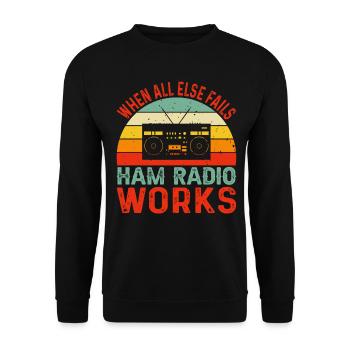 Funk Amateur Funker Funken Radio Hobby Geschenk - Unisex Pullover - Schwarz - Vorne - Alina (178cm) & Michal (187cm)