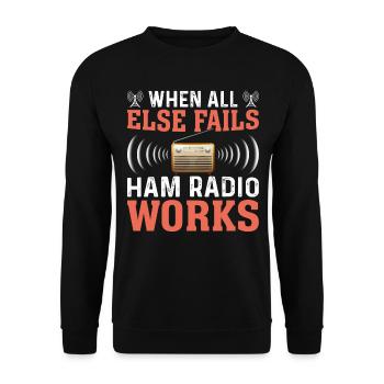 Funk Amateur Funker Funken Radio Hobby Geschenk - Unisex Pullover - Schwarz - Vorne - Alina (178cm) & Michal (187cm)