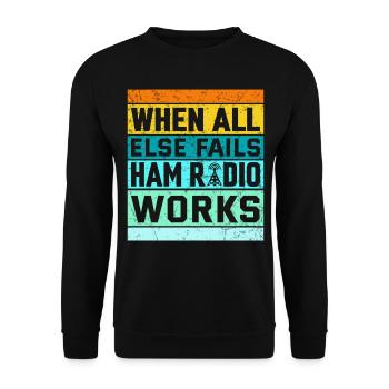 Funk Amateur Funker Funken Radio Hobby Geschenk - Unisex Pullover - Schwarz - Vorne - Alina (178cm) & Michal (187cm)