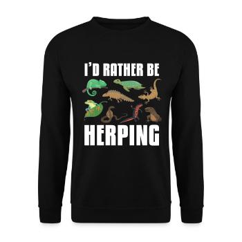 Ich Würde Eher Reptilien-amphibien Herpingen - Unisex Pullover - Schwarz - Vorne - Alina (178cm) & Michal (187cm)
