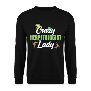 Crazy herpetologist Lady Reptiles Amphibians - Unisex Sweatshirt - black - Front - Alina (178cm) & Michal (187cm)