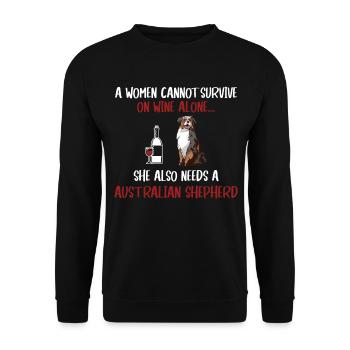 Australischer Schäferhund Hundebesitzer Geschenk - Unisex Pullover - Schwarz - Vorne - Alina (178cm) & Michal (187cm)