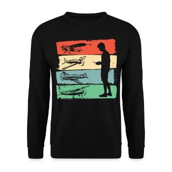 Modellflugzeug Flieger Flugzeug Pilot Modellflug - Unisex Pullover - Schwarz - Vorne - Alina (178cm) & Michal (187cm)