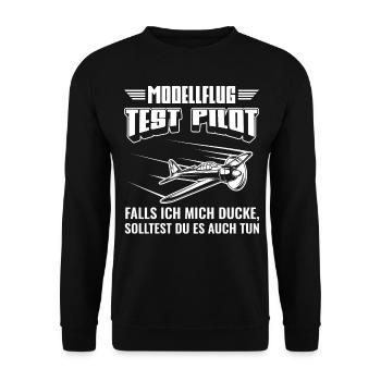 Modellfliegen | Modellflug Pilot Geschenk - Unisex Pullover - Schwarz - Vorne - Alina (178cm) & Michal (187cm)