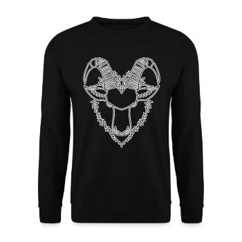 Portrait d’animal Capricorne avec motif d’animal sauvage - Sweat-shirt Unisexe - noir - Devant - Alina (178cm) & Michal (187cm)