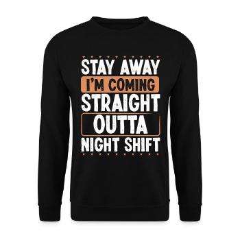 Drôle d’ouvrier de nuit Travail d’usine de production - Sweat-shirt Unisexe - noir - Devant - Alina (178cm) & Michal (187cm)