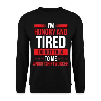 Factory Night Shift Worker Humor Production Job - Unisex Sweatshirt - black - Front - Alina (178cm) & Michal (187cm)