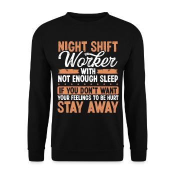 Humor NIght Shift Worker Factory Worker Funny - Unisex Sweatshirt - black - Front - Alina (178cm) & Michal (187cm)