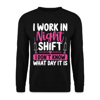 Funny Nurse Appreciation Humor Night Shift Nurse - Unisex Sweatshirt - black - Front - Alina (178cm) & Michal (187cm)