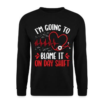 Infirmière de nuit Blâmer sur l’équipe de jour pendant la nuit - Sweat-shirt Unisexe - noir - Devant - Alina (178cm) & Michal (187cm)