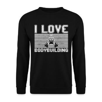I love bodybuilding - Unisex Pullover - Schwarz - Vorne - Alina (178cm) & Michal (187cm)