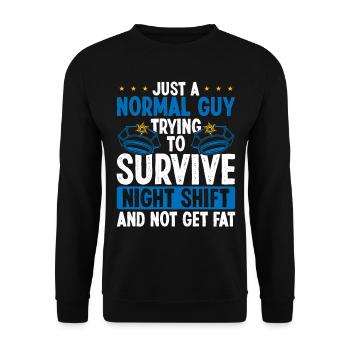 Policier Drôle Survivre Nuit Officier de police - Sweat-shirt Unisexe - noir - Devant - Alina (178cm) & Michal (187cm)