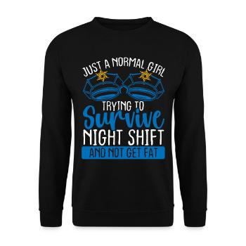 Des policières survivent à un policier de nuit - Sweat-shirt Unisexe - noir - Devant - Alina (178cm) & Michal (187cm)