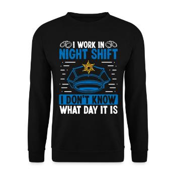 Policeman Work in Night Shift Police Officer - Unisex Sweatshirt - black - Front - Alina (178cm) & Michal (187cm)