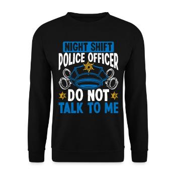 Policier de nuit Ne parlez pas Policier - Sweat-shirt Unisexe - noir - Devant - Alina (178cm) & Michal (187cm)