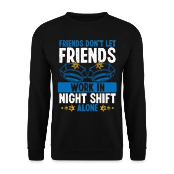 Policier Collègue De nuit Policier - Sweat-shirt Unisexe - noir - Devant - Alina (178cm) & Michal (187cm)