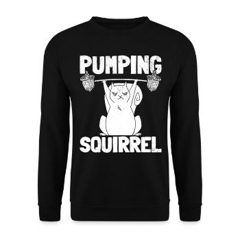 Pumping Squirrel Powerlifting Squirrel - Unisex Sweatshirt - black - Front - Alina (178cm) & Michal (187cm)