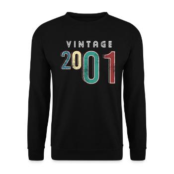 Vintage 2001 Birthday Born year 2001 - Unisex Sweatshirt - black - Front - Alina (178cm) & Michal (187cm)