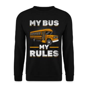 Mein Bus Meine Regeln Schulbusfahrer Schule - Unisex Pullover - Schwarz - Vorne - Alina (178cm) & Michal (187cm)