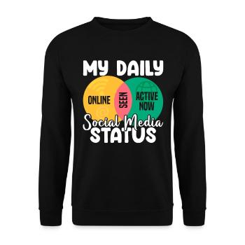 My Daily Social Media Status Venn Diagram Shirt - Unisex Sweatshirt - black - Front - Alina (178cm) & Michal (187cm)