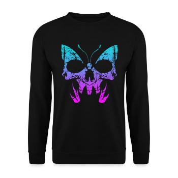 Gothic Schmetterling Totenkopf Knochen Skelett - Unisex Pullover - Schwarz - Vorne - Alina (178cm) & Michal (187cm)